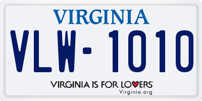 VA license plate VLW1010