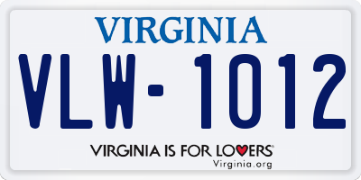 VA license plate VLW1012