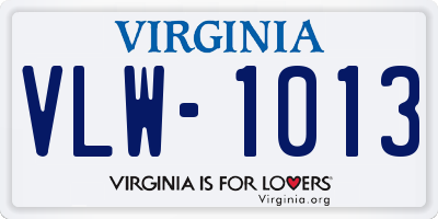 VA license plate VLW1013