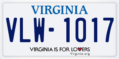 VA license plate VLW1017