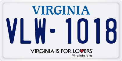 VA license plate VLW1018