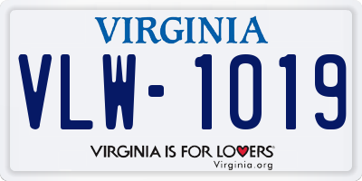 VA license plate VLW1019