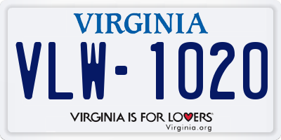 VA license plate VLW1020