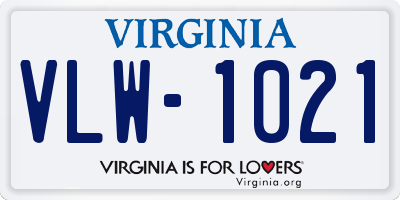 VA license plate VLW1021