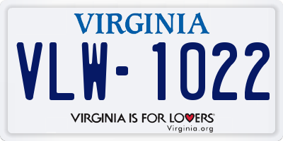 VA license plate VLW1022