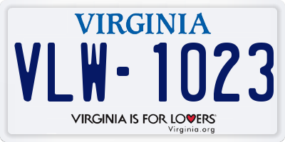 VA license plate VLW1023