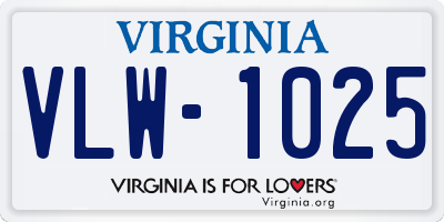 VA license plate VLW1025