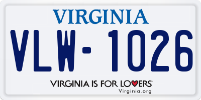 VA license plate VLW1026