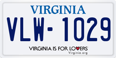 VA license plate VLW1029