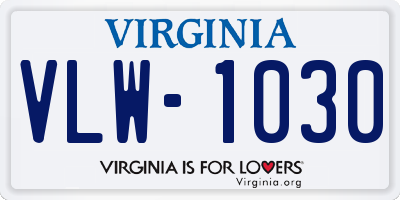 VA license plate VLW1030