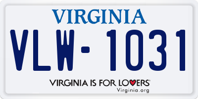 VA license plate VLW1031