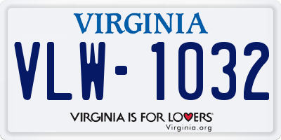 VA license plate VLW1032