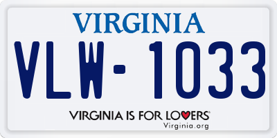 VA license plate VLW1033