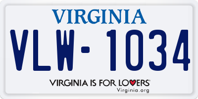 VA license plate VLW1034