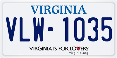 VA license plate VLW1035