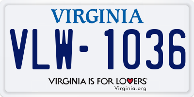 VA license plate VLW1036