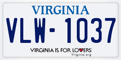 VA license plate VLW1037