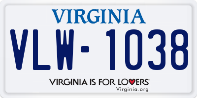 VA license plate VLW1038