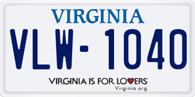 VA license plate VLW1040