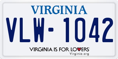 VA license plate VLW1042