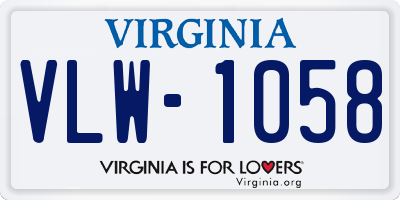 VA license plate VLW1058