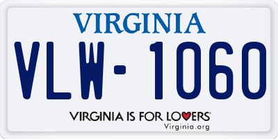 VA license plate VLW1060