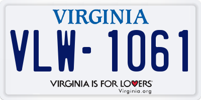 VA license plate VLW1061