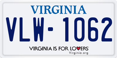 VA license plate VLW1062