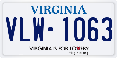 VA license plate VLW1063