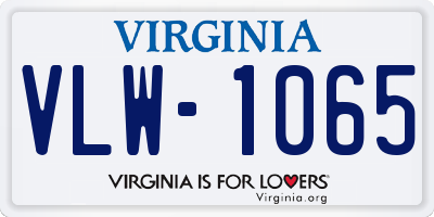 VA license plate VLW1065