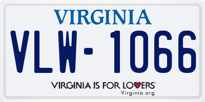 VA license plate VLW1066