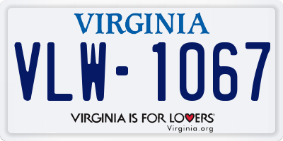 VA license plate VLW1067