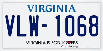 VA license plate VLW1068