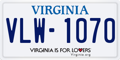 VA license plate VLW1070