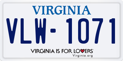 VA license plate VLW1071