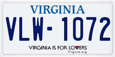 VA license plate VLW1072