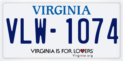 VA license plate VLW1074