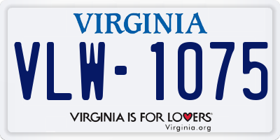 VA license plate VLW1075