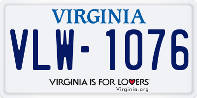 VA license plate VLW1076