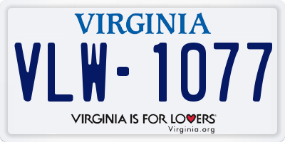 VA license plate VLW1077