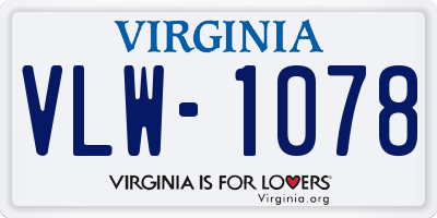 VA license plate VLW1078