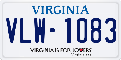 VA license plate VLW1083