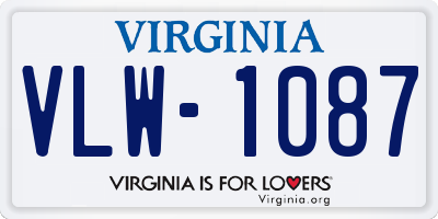 VA license plate VLW1087