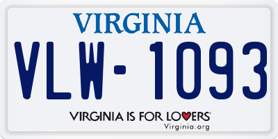 VA license plate VLW1093