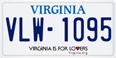 VA license plate VLW1095