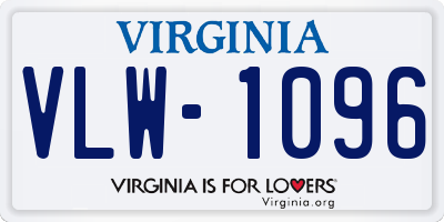 VA license plate VLW1096