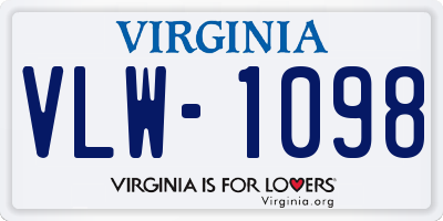 VA license plate VLW1098