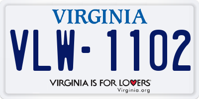 VA license plate VLW1102