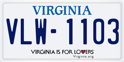 VA license plate VLW1103