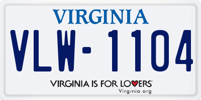 VA license plate VLW1104